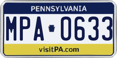 PA license plate MPA0633