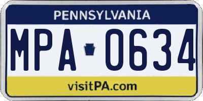 PA license plate MPA0634
