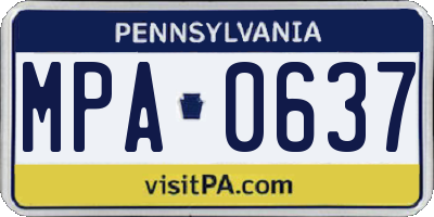 PA license plate MPA0637