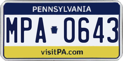 PA license plate MPA0643