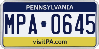 PA license plate MPA0645