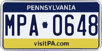 PA license plate MPA0648