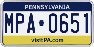 PA license plate MPA0651