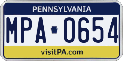 PA license plate MPA0654