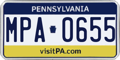 PA license plate MPA0655