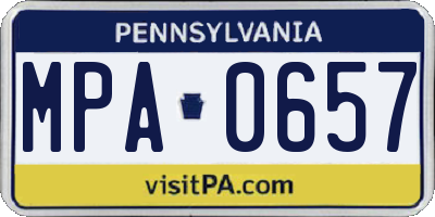 PA license plate MPA0657