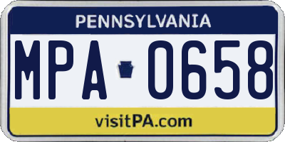 PA license plate MPA0658