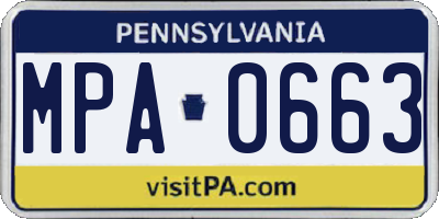 PA license plate MPA0663