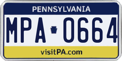 PA license plate MPA0664