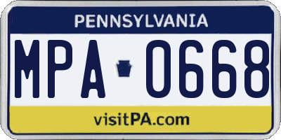 PA license plate MPA0668