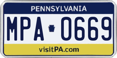 PA license plate MPA0669
