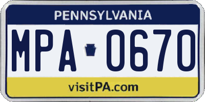 PA license plate MPA0670