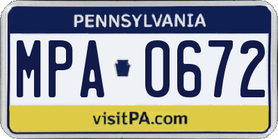 PA license plate MPA0672