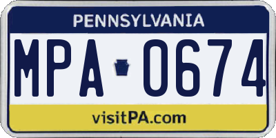 PA license plate MPA0674