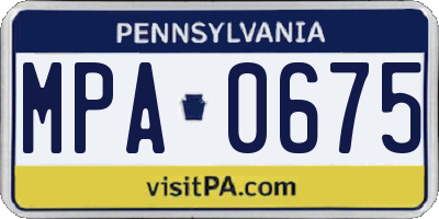 PA license plate MPA0675
