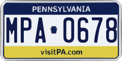 PA license plate MPA0678