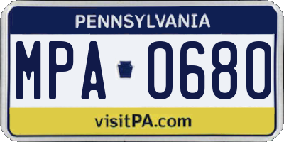 PA license plate MPA0680