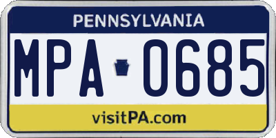 PA license plate MPA0685