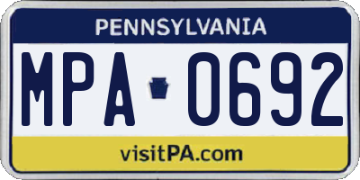 PA license plate MPA0692