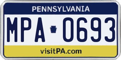 PA license plate MPA0693