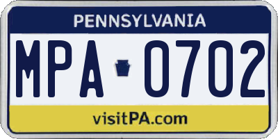 PA license plate MPA0702