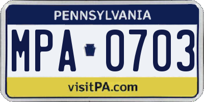 PA license plate MPA0703