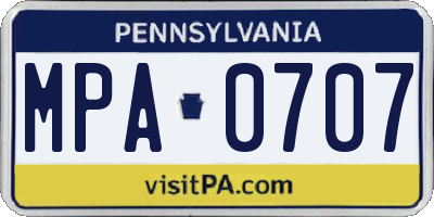 PA license plate MPA0707