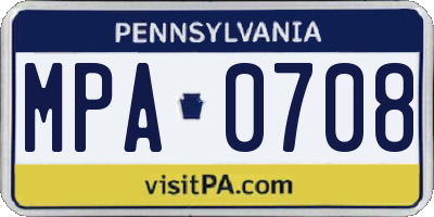 PA license plate MPA0708