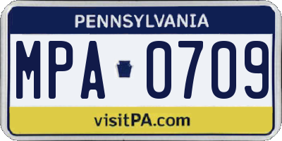 PA license plate MPA0709