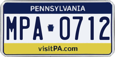 PA license plate MPA0712