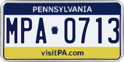 PA license plate MPA0713