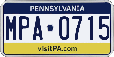 PA license plate MPA0715