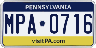 PA license plate MPA0716