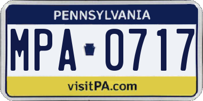 PA license plate MPA0717