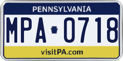 PA license plate MPA0718
