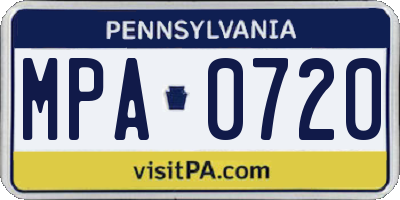 PA license plate MPA0720