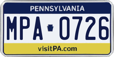PA license plate MPA0726