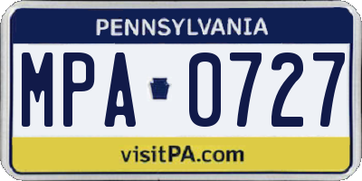 PA license plate MPA0727