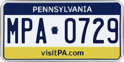 PA license plate MPA0729