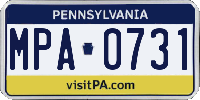 PA license plate MPA0731