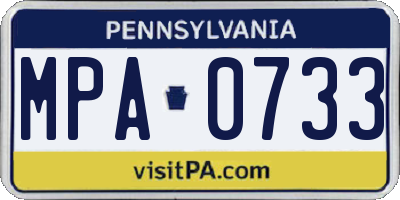 PA license plate MPA0733