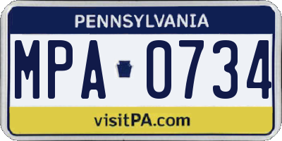PA license plate MPA0734