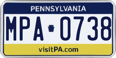 PA license plate MPA0738