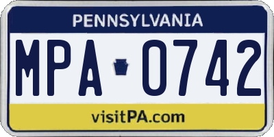 PA license plate MPA0742