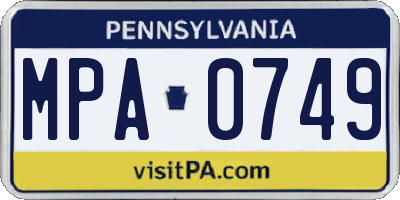 PA license plate MPA0749