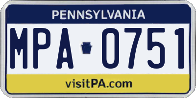 PA license plate MPA0751