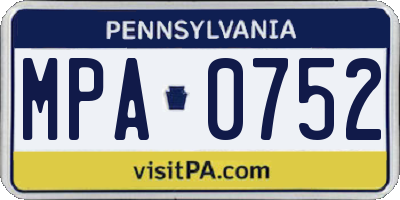 PA license plate MPA0752