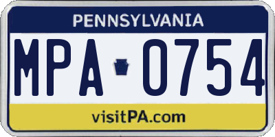 PA license plate MPA0754