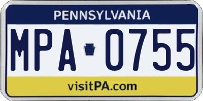 PA license plate MPA0755