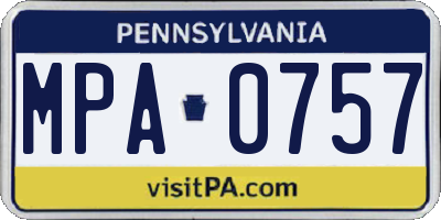 PA license plate MPA0757
